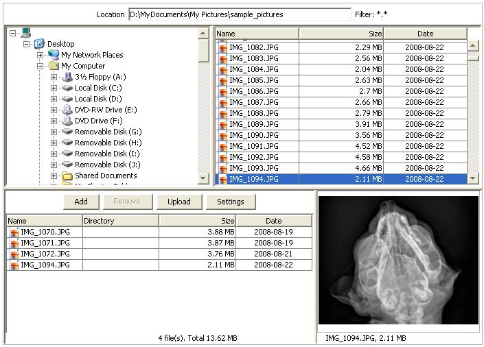 Dicom upload applet